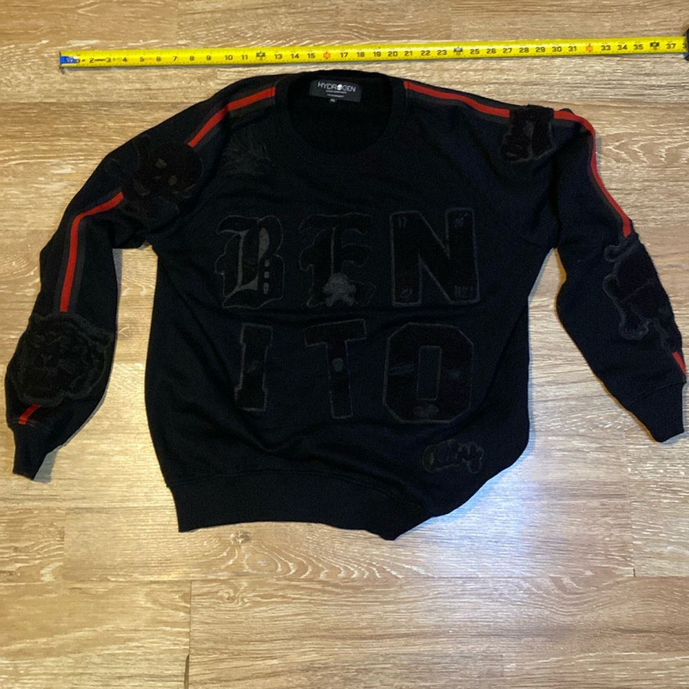 🔥 Hydrogen “BENITO” Graphic Patch Pullover Sweatshirt – Men’s XL